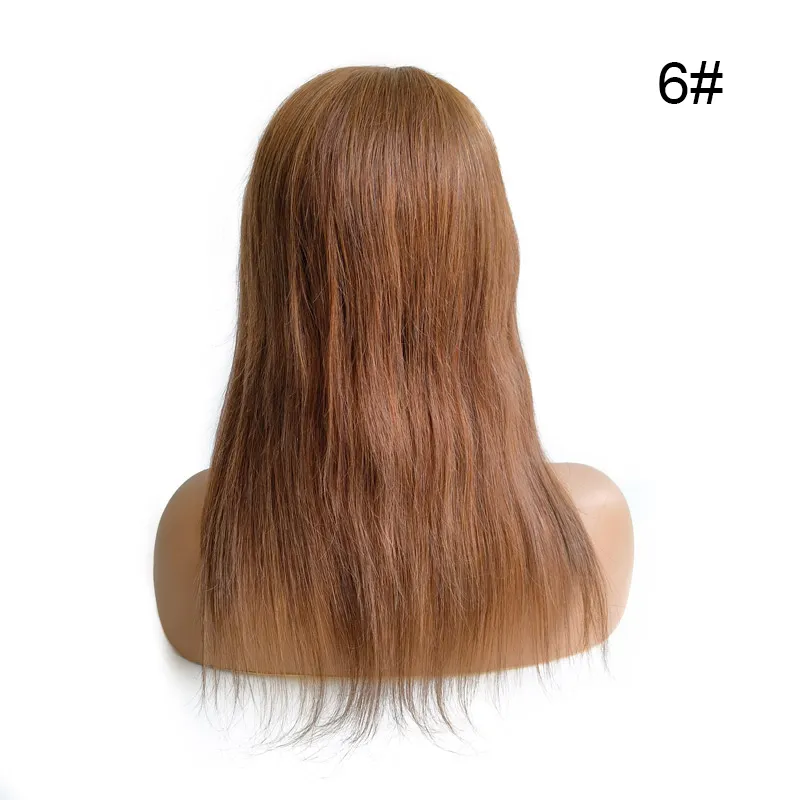 Silk Top Full Lace Natural Human Hair Wig Color 6