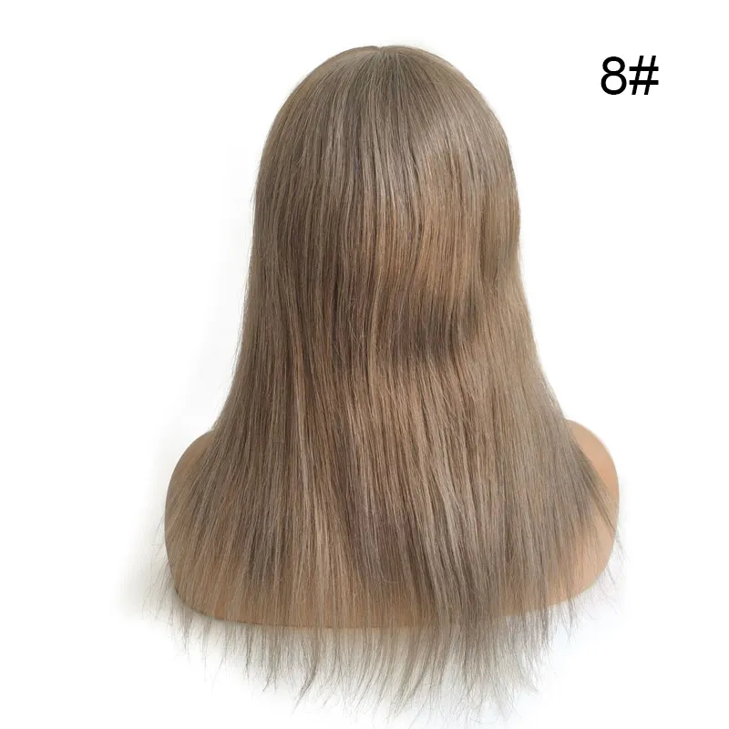 Silk Top Full Lace Natural Human Hair Wig Color 8